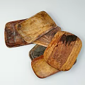 Vintage Decorative Wooden Trays With Hand Carved Patterns And Rustic Texture