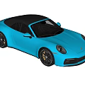 Blue Convertible Sports Car With Black Top And Stylish Black Wheels
