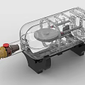 Industrial Equipment With Transparent Housing Mechanical Components Black Base Stand Red Knob And Yellow Part