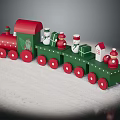 Christmas Wooden Train Decorations With Snowman Figures And Red Green Wheels