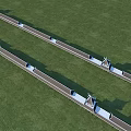 Two Parallel Landscape Bridges With Pavilion Tops And White Railings On Green Grass
