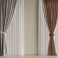 Modern Curtains In Different Colors With Tiebacks For Home Interior Decor 3d model