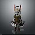 White Anthropomorphic Creature With Golden Crown Bronze Armor And Brown Boots