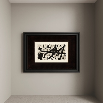 Antique abstract hanging painting retro abstract black and white 3d model