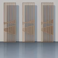Three Wooden Hinged Doors With Geometric Patterns Against Light Colored Wall On Smooth Floor 3d model