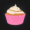 Soft Fluffy Delicious Cupcake with Pink Paper Cup White Cream Frosting and Chocolate Sprinkles