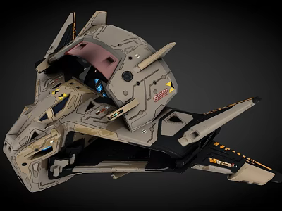 Futuristic Sci Fi Spaceship Design With Gray Beige Exterior And Advanced Mechanical Details 3d model