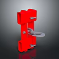 Red Mechanical Structure With Metal Hook And Connecting Fasteners