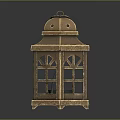 Vintage Brass Lantern With Hexagonal Structure Glass Panels And Hanging Loop