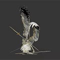 Silver Metal Winged Sculpture With Intricate Feather Details And Artistic Design