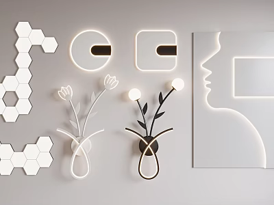 Modern Minimalist Wall Lamps With Geometric Shapes And Floral Design For Interior Decor 3d model