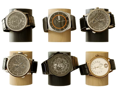 Variety Of Wristwatches With Different Designs 3d model