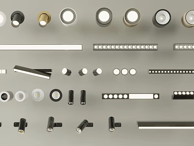 Modern Downlights and Spotlights With Various Styles And Colors For Indoor Lighting 3d model