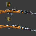 Two Detailed Rifles With Bayonet Orange Body Black Parts And Bullets