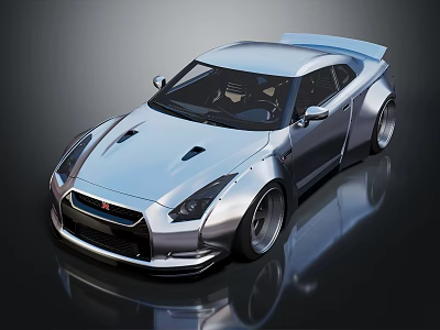 Sleek Silver Sports Car With Aerodynamic Body And Rear Spoiler Design 3d model