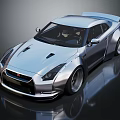 Sleek Silver Sports Car With Aerodynamic Body And Rear Spoiler Design