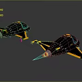 Futuristic Black And Yellow Aircraft With Flame Exhaust And Streamlined Design