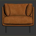 Modern Orange Fabric Single Sofa With Black Legs And Comfortable Cushions