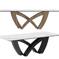 Modern Dining Table With Glass Top And Crossed Base In Black Metal And Wood