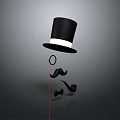 Vintage Black Lifestyle Accessories With Top Hat Bow Tie Mustache And Pipe