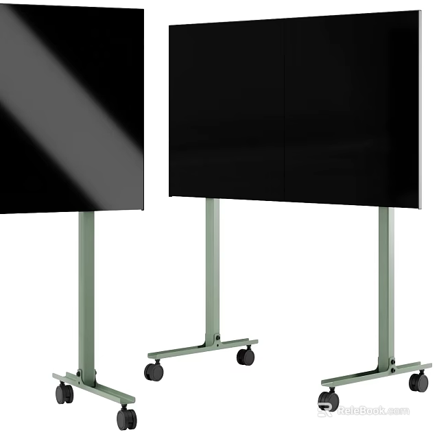Two Black TVs On Mobile Stands With Wheels For Easy Movement 3d model 
