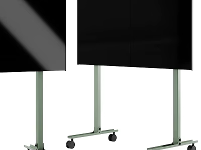 Two Black TVs On Mobile Stands With Wheels For Easy Movement 3d model