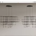 Modern Metal Geometric Pendant Light With Circular Linear Multi Layer Structure For Interior Design 3d model