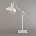 White Modern Table Lamp With Adjustable Arm And Gold Accents Illuminated 3d model