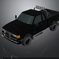 Black Single Cab Pickup Truck With Roof Rack And Off Road Tires