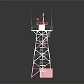 Red And White Metal Communication Tower Building Structure With Small Base Construction 3d model
