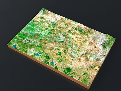 Detailed 3D Terrain Model With Satellite Imagery Vegetation And Water Features 3d model