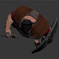 Ancient Warrior 3D Character Model With Spiked Helmet Shield And Sword Armor