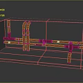 Red Pipe Installation Model With Gray Base And Connecting Fittings 3d model
