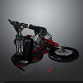 Futuristic Red And Black Motorcycle With Mechanical Engine Sleek Wheels And Handlebar