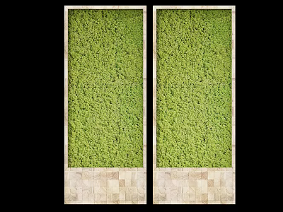Indoor Vertical Symmetrical Moss Wall Design With Light Square Tile Base 3d model