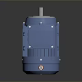 Blue Electric Motor With Red Terminal And Cooling Fan Enclosure Structure