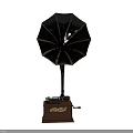 Vintage Antique Phonograph With Horn Shaped Speaker And Wooden Base Design