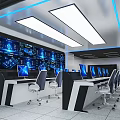 Command Control Room of Modern Monitoring Room 3d model