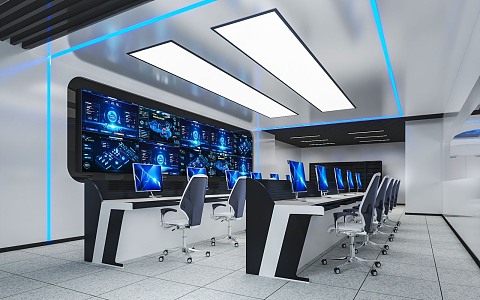 Command Control Room of Modern Monitoring Room 3d model