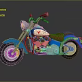 Blue Classic Motorcycle With Brown Quilted Seat Chrome Engine Parts And Red Tank Accents