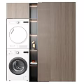 Modern Wooden Bathroom Cabinet Rack With Stacked Washing Machine Dryer Storage