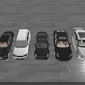 Different Colored Cars Parked In A Row On Gray Pavement With Various Models