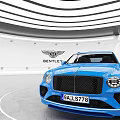 Blue Bentley Luxury SUV Exterior Design With Glossy Finish And Black Wheels