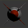 Red White And Orange Rocket Model With Pointed Nose And Tail Fins