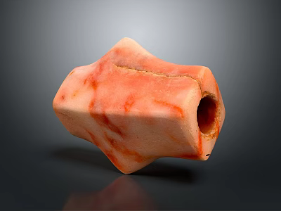 Unique Petrified Wood Craft With Natural Orange Red Patterns And Central Hole Design 3d model