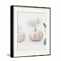 White Mini Pumpkins With Green Leaves On White Background Framed Artwork 3d model