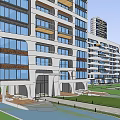 Modern Residential Complex With Tall And Low Rise Buildings And Green Areas