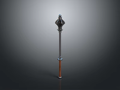 Ancient Spear Weapon With Intricate Metal Head Design And Durable Wooden Shaft 3d model