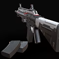 Tactical Assault Rifle With Black White Finish And Tactical Magazine Accessories