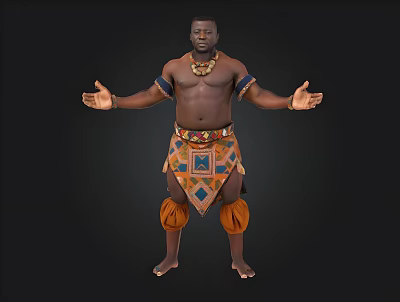 African male black man indigenous primitive tribesmen 3d model